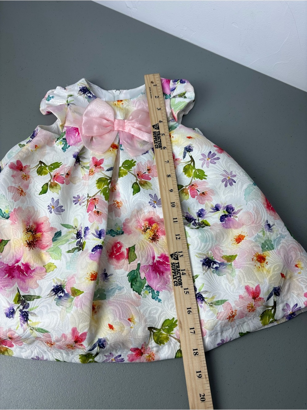 Bonnie Baby Girls Dress 18M 18 Month Floral Pink Bow Dressy Spring Summer - Picture 5 of 6
